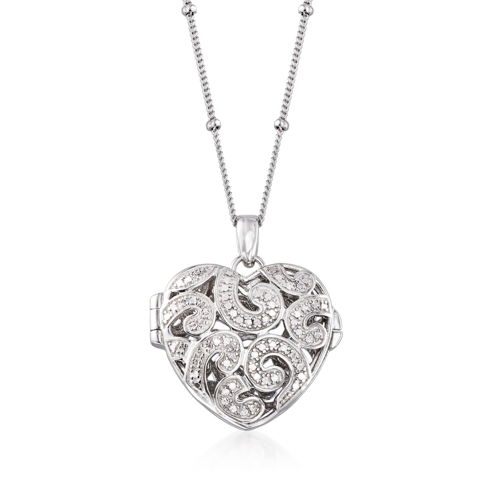 Sterling Silver Heart Locket With Solitaire Diamond (0.01 ct.) | 25karats