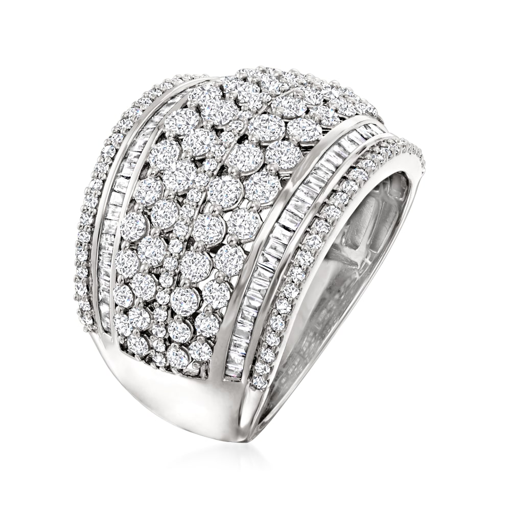 2.00 ct. t.w. Baguette and Round Diamond Multi-Row Ring in
