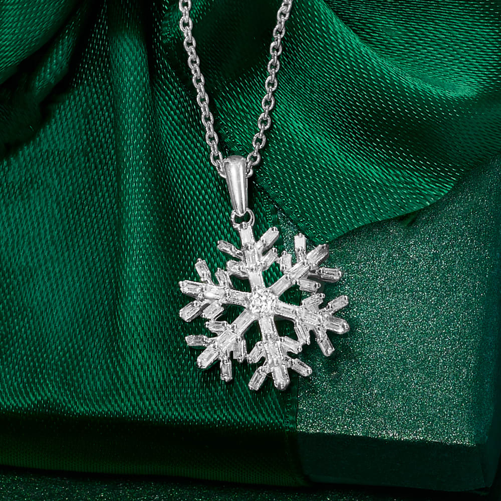 Disney Elsa Inspired Diamond Snowflake Pendant Necklace in Sterling Silver  | Enchanted Disney Fine Jewelry
