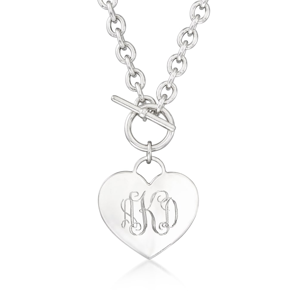 Italian Sterling Silver Personalized Heart Toggle Necklace | Ross-Simons