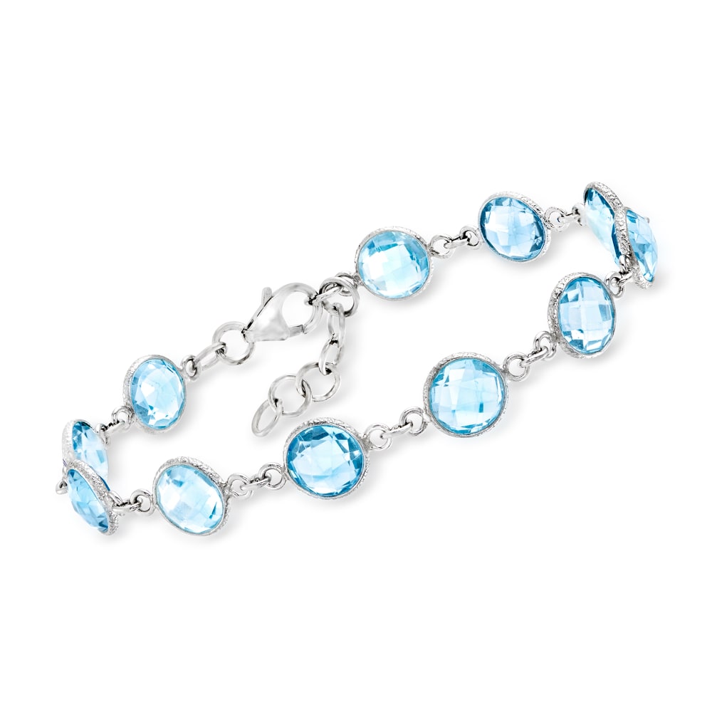 Blue Topaz Bracelet set in 925 Silver with Celestite & Turquoise Cryst –  Crystal Box Brisbane