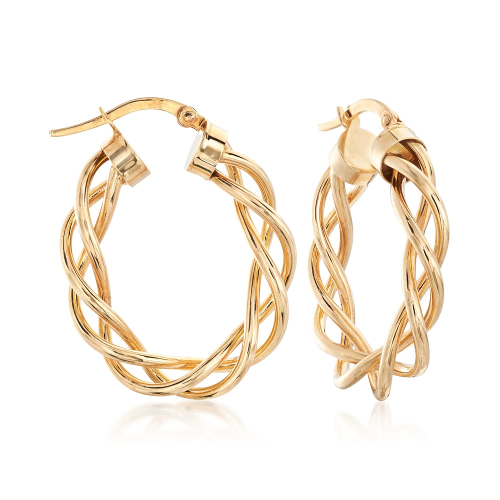 Gold braided hoop earrings outlet