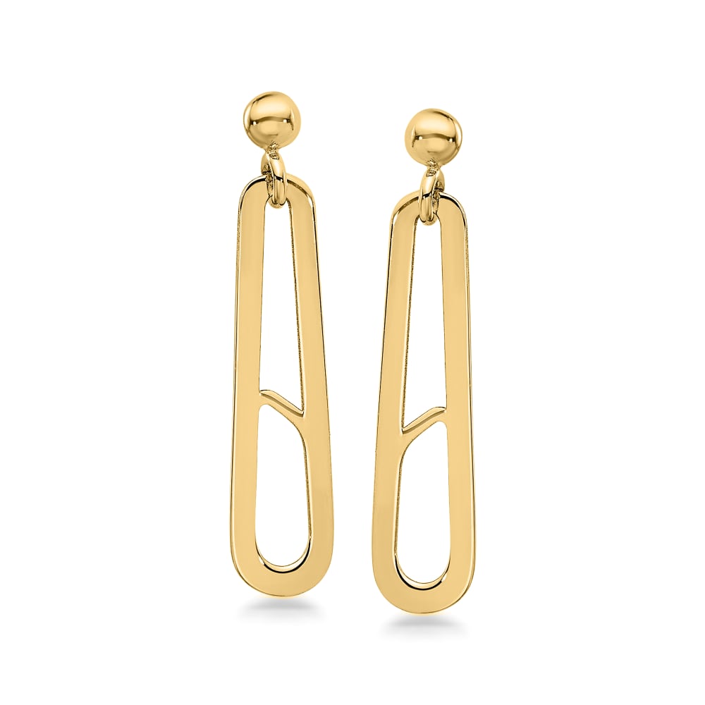 Italian 14kt Yellow Gold Paper Clip Link Drop Earrings