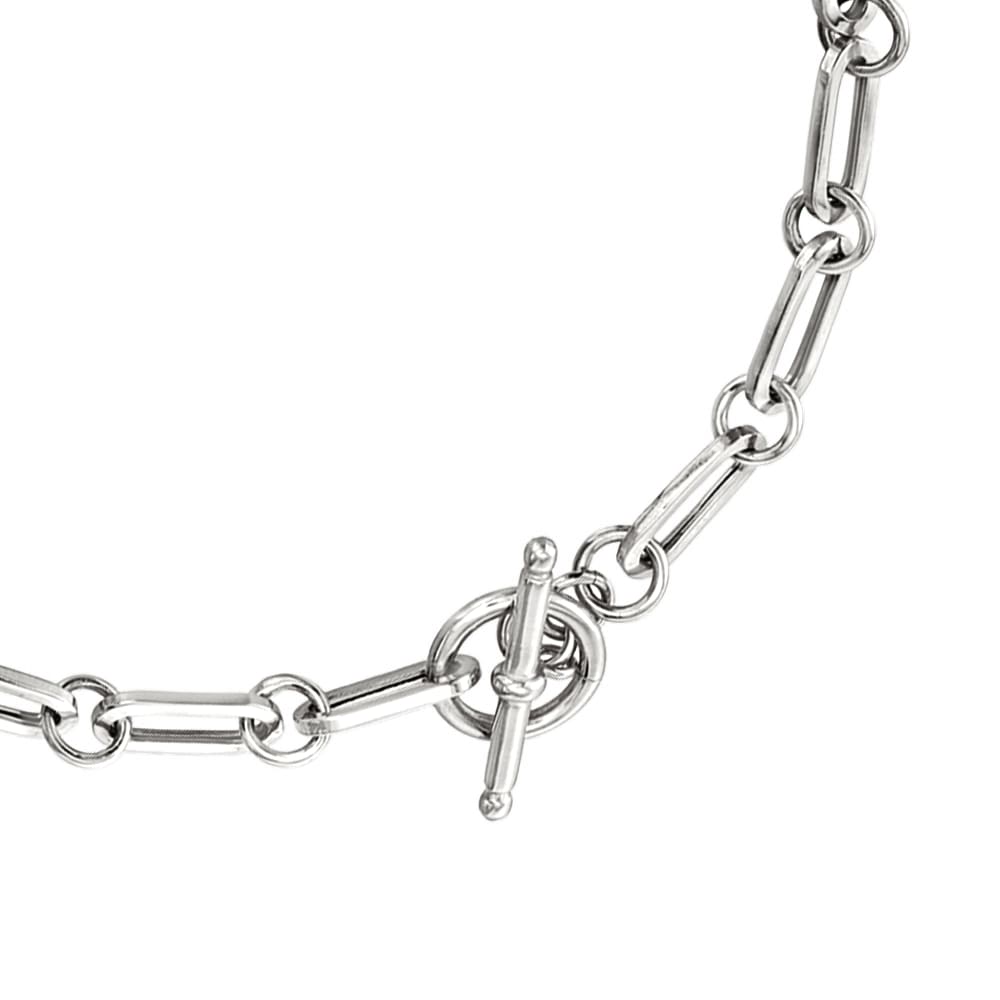 Golden Flower Choker Necklace, .925 Sterling Silver Paper Clip Links Toggle Short Necklace