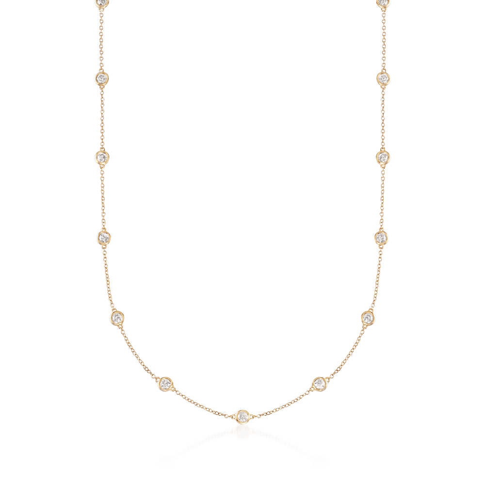 2.00 ct. t.w. Bezel-Set Diamond Station Necklace in 14kt Yellow Gold ...