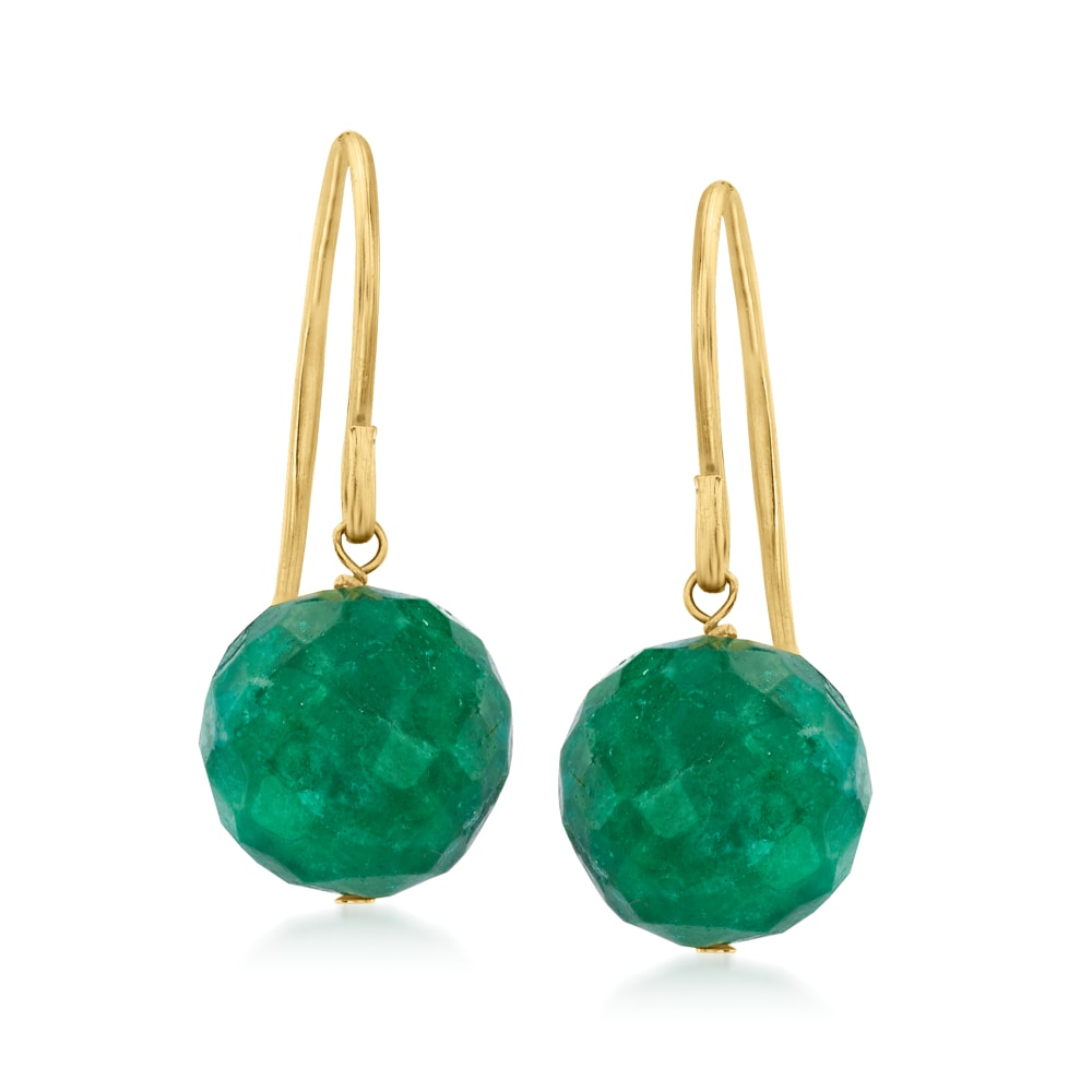 12.00 ct. t.w. Emerald Drop Earrings in 14kt Yellow Gold Ross Simons