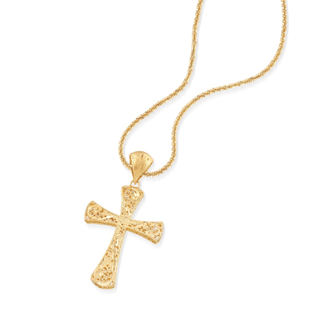 Amazon.com: Never say Never 18K Solid Gold Cross Pendant Necklace |  Catholic Crucifix Chain | Italian Fine Jewlery | Religious Gift for Women  Men Holy Communion : Clothing, Shoes & Jewelry