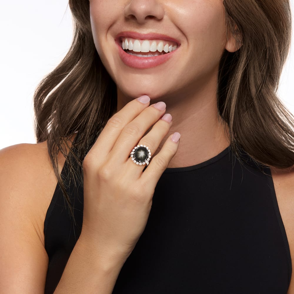 Vintage black top star sapphire ring