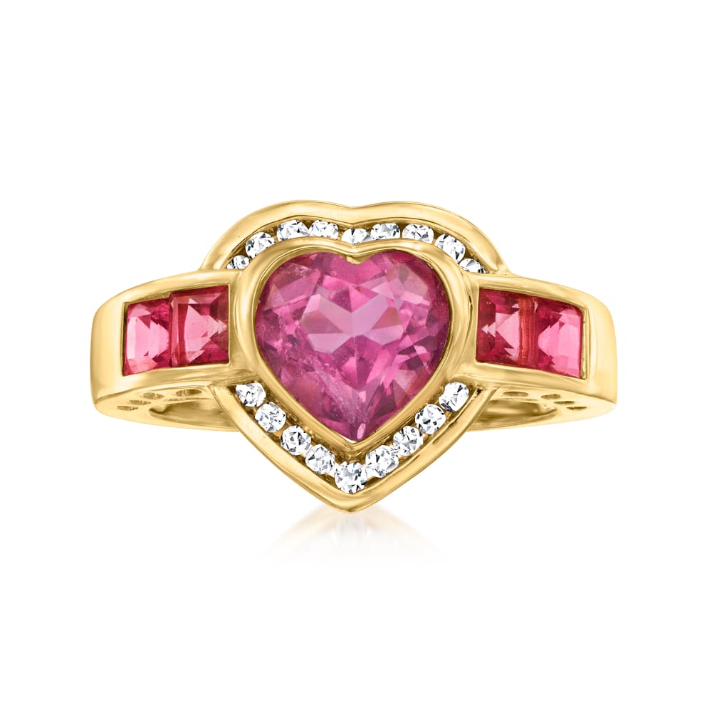 3.20 ct. t.w. Pink Topaz and .18 ct. t.w. Diamond Heart Ring in