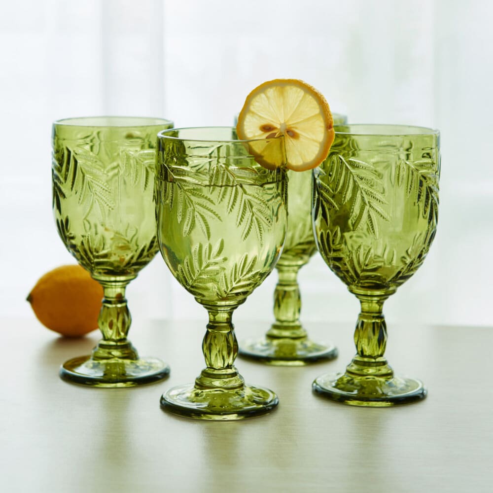 Green shop goblet glasses