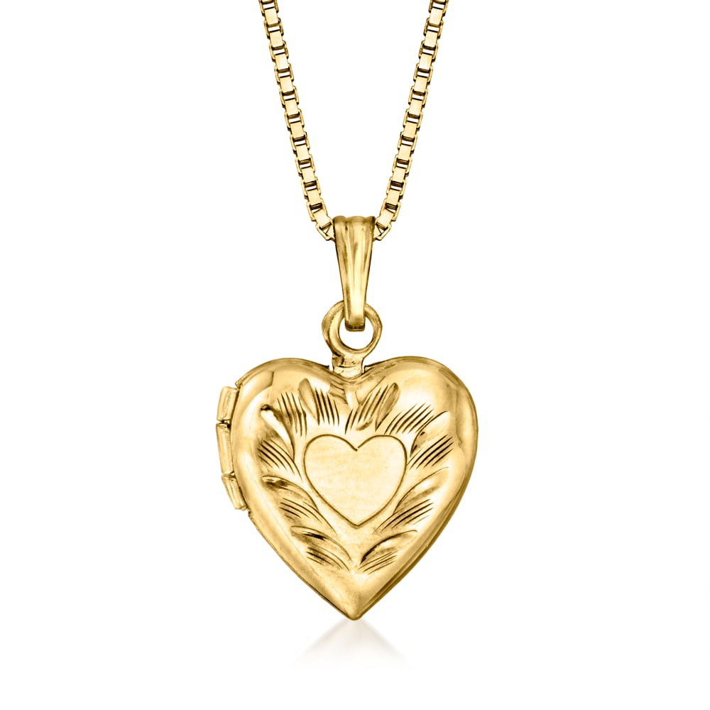 Vintage Heart Locket Charm Pendant with Pearls 14K Gold