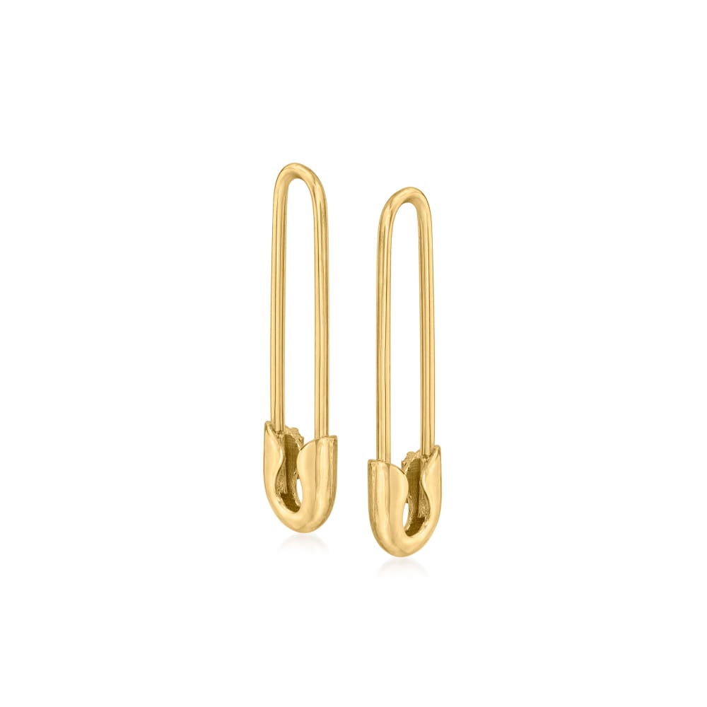 14K Gold Safety Pin Earrings