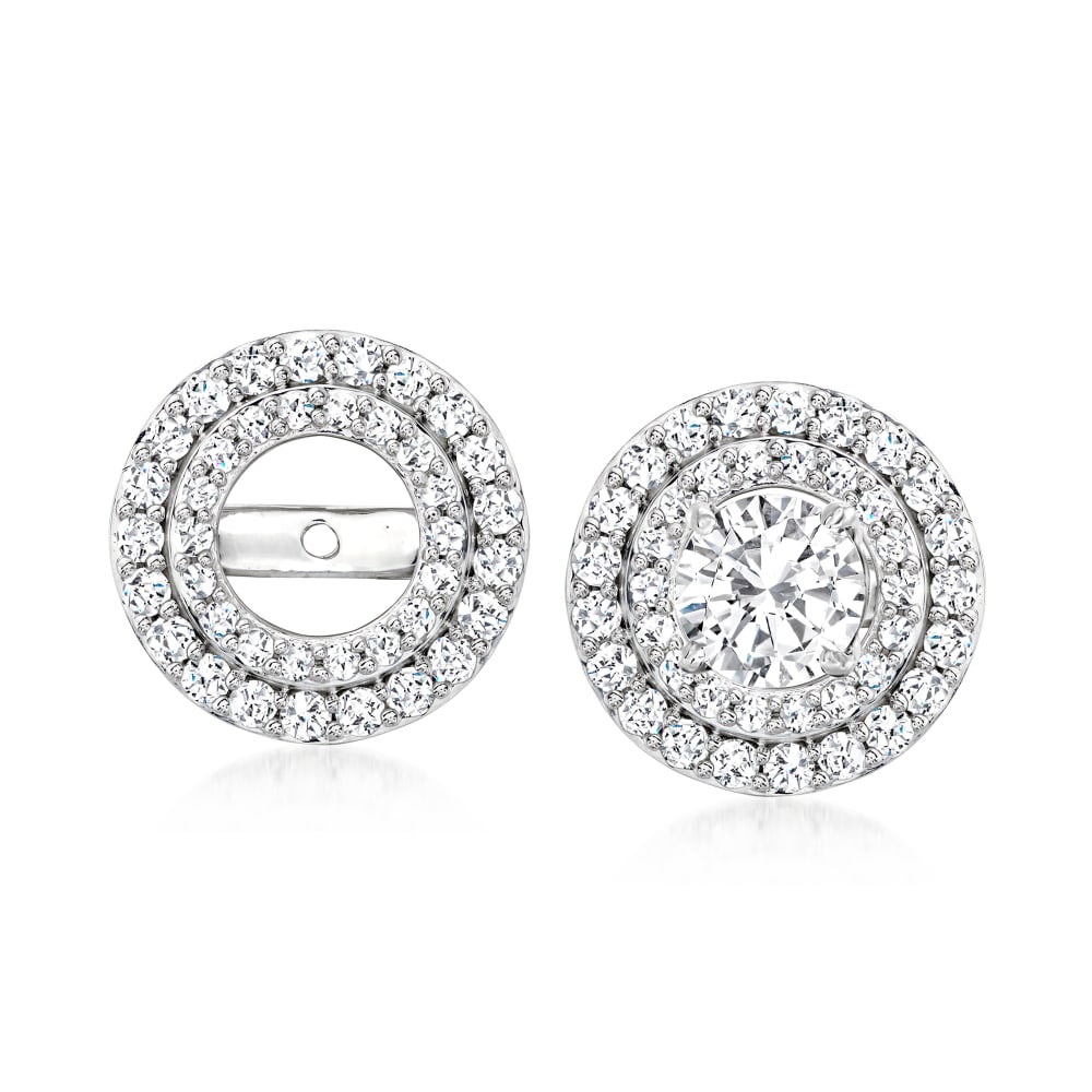 1.50 ct. t.w. Diamond Double Halo Earring Jackets in 14kt White