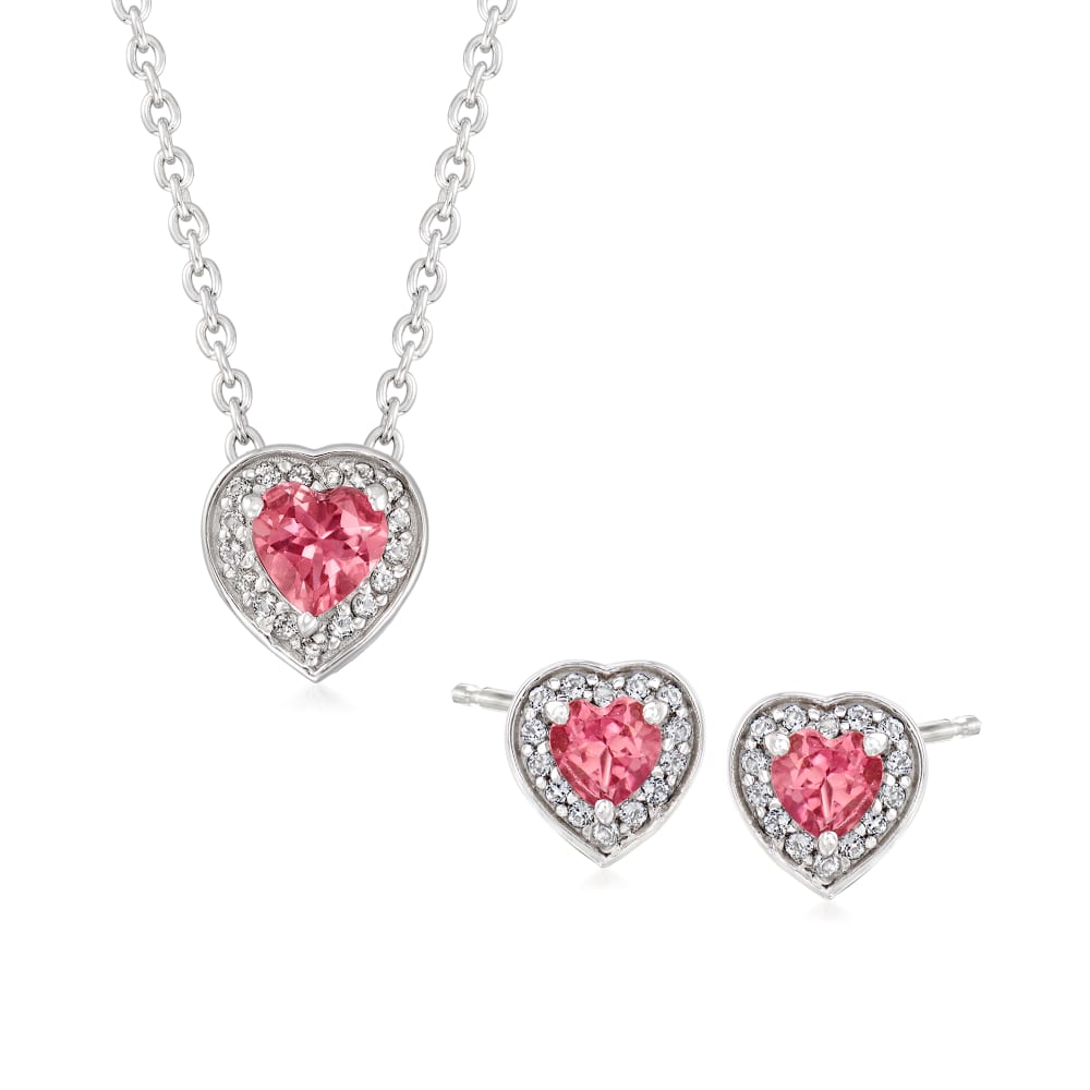 Pink tourmaline jewelry shop set