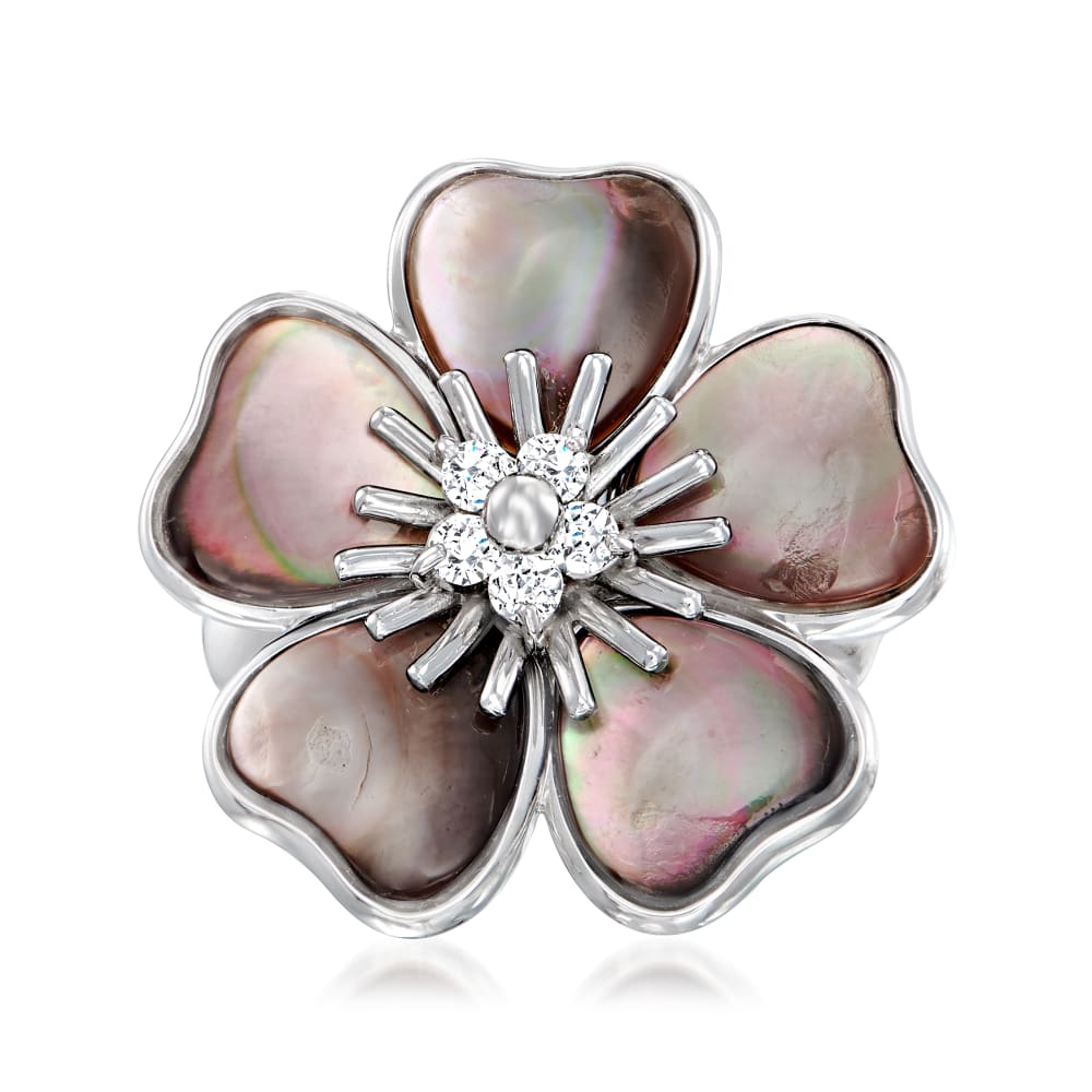 Colour Blossom ring, pink gold and white mother-of-pearl