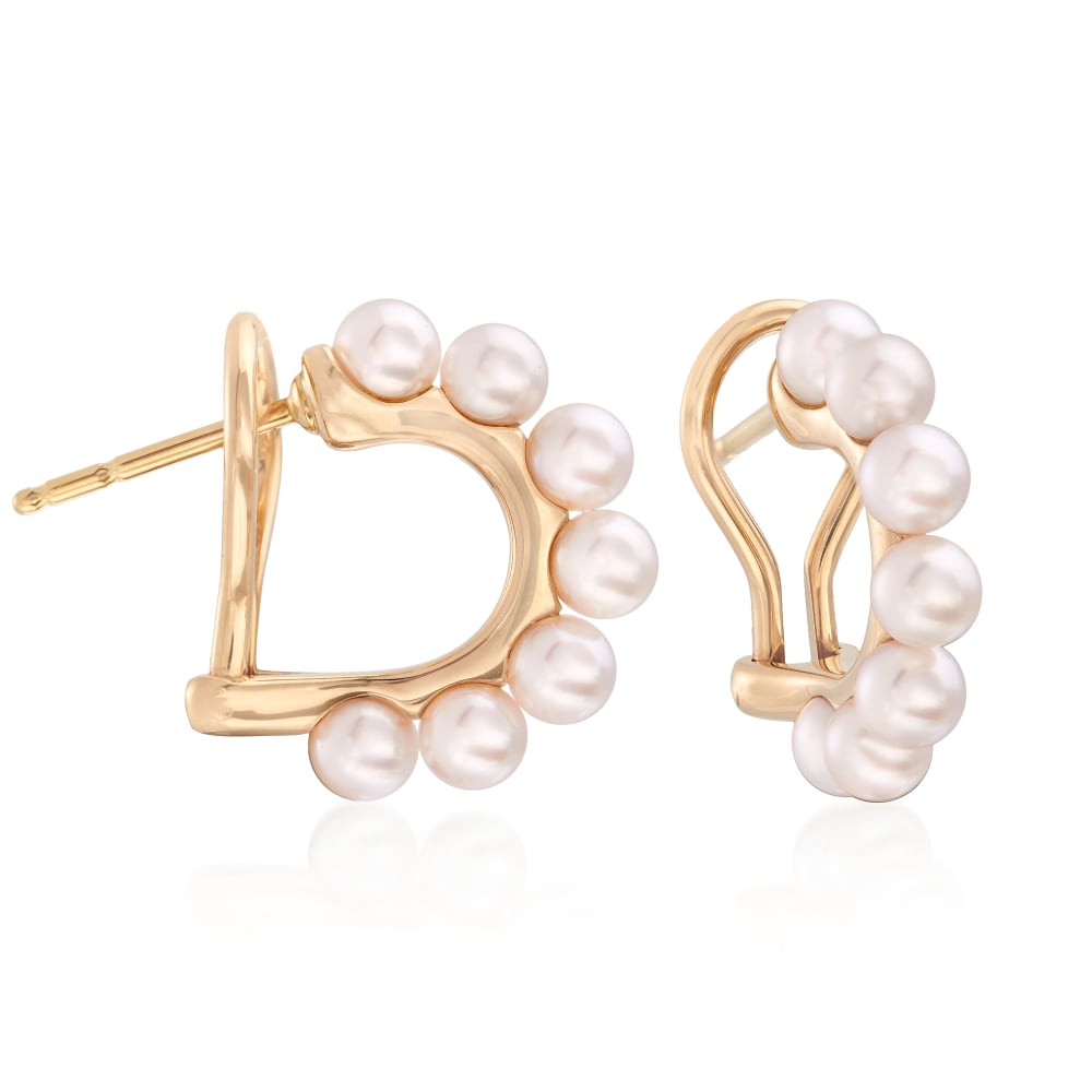Mikimoto 5mm A Akoya Pearl Hoop Earrings in 18kt Yellow Gold  RossSimons