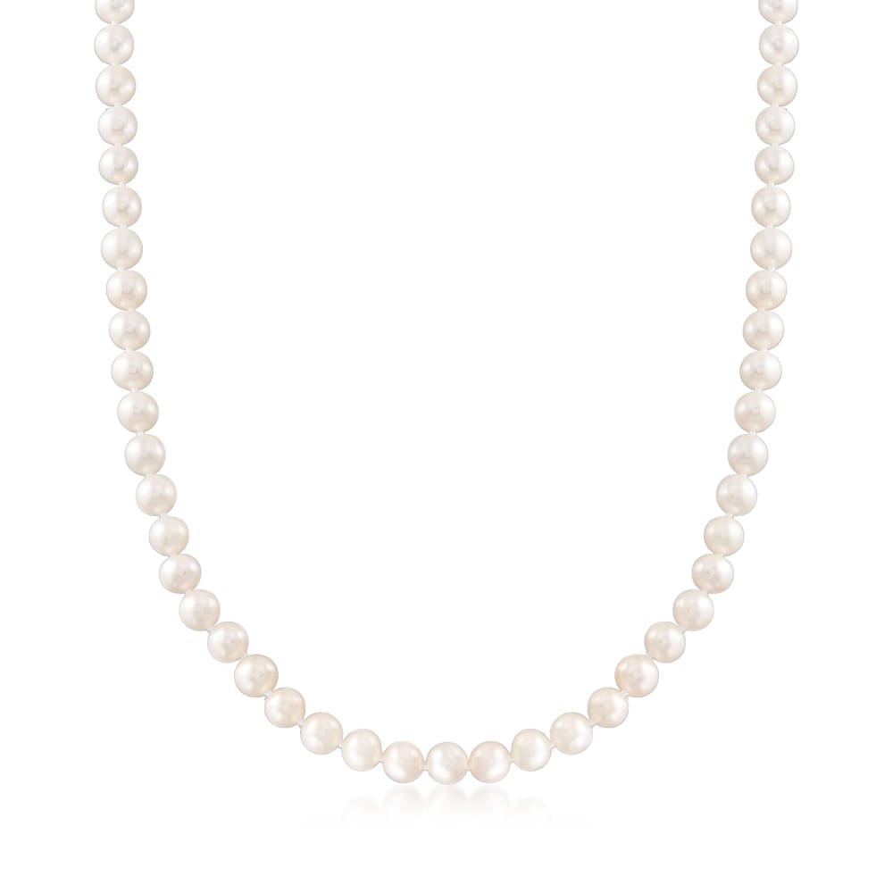 6-7mm Cultured Pearl Necklace with 14kt Yellow Gold | Ross-Simons