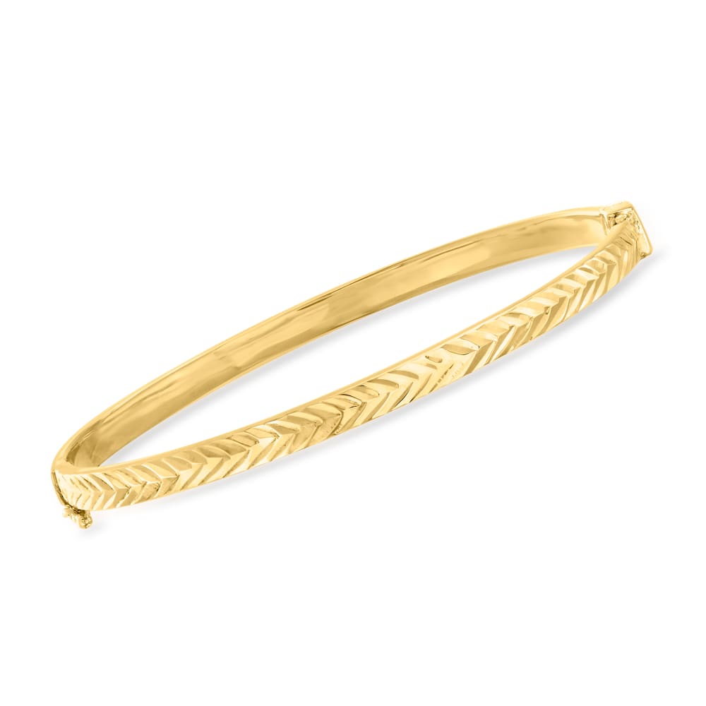 18kt Gold Over Sterling Arrow-Pattern Bangle Bracelet | Ross-Simons