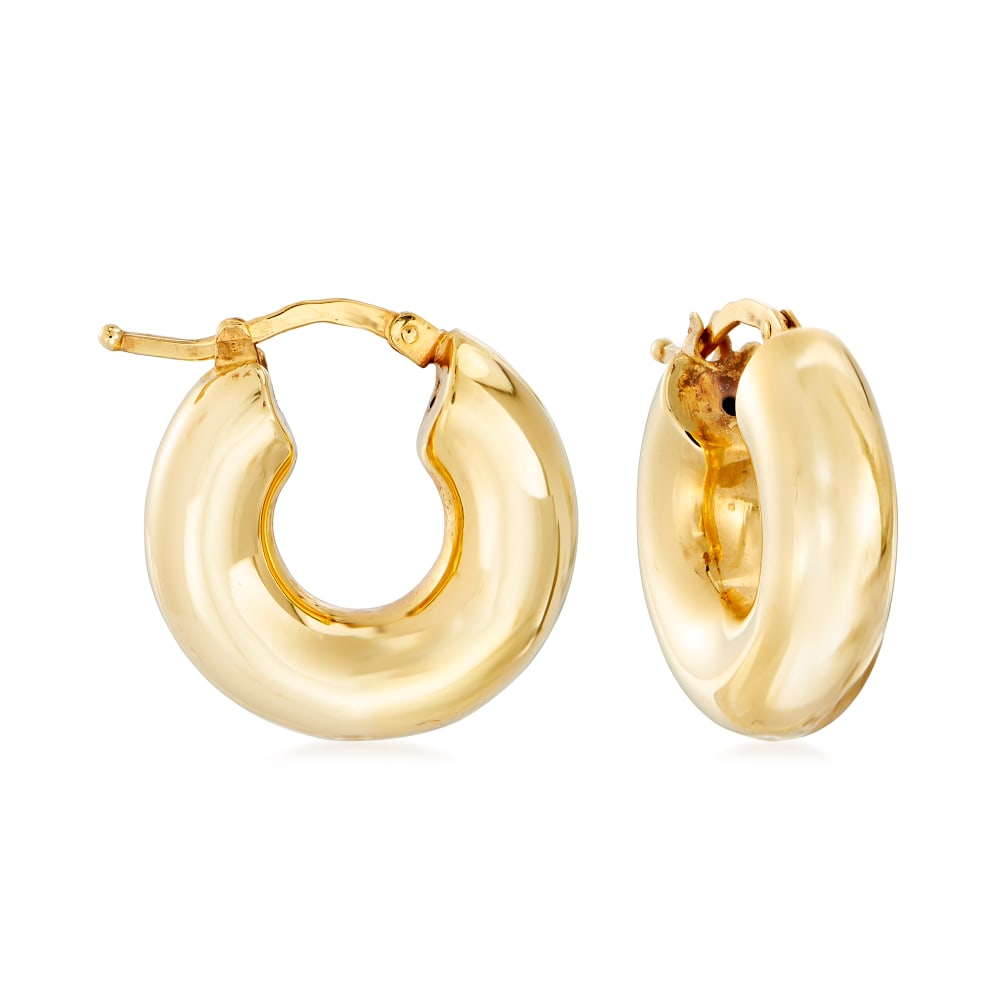 Italian 18kt Yellow Gold Puffed Dome Hoop Earrings | Ross-Simons