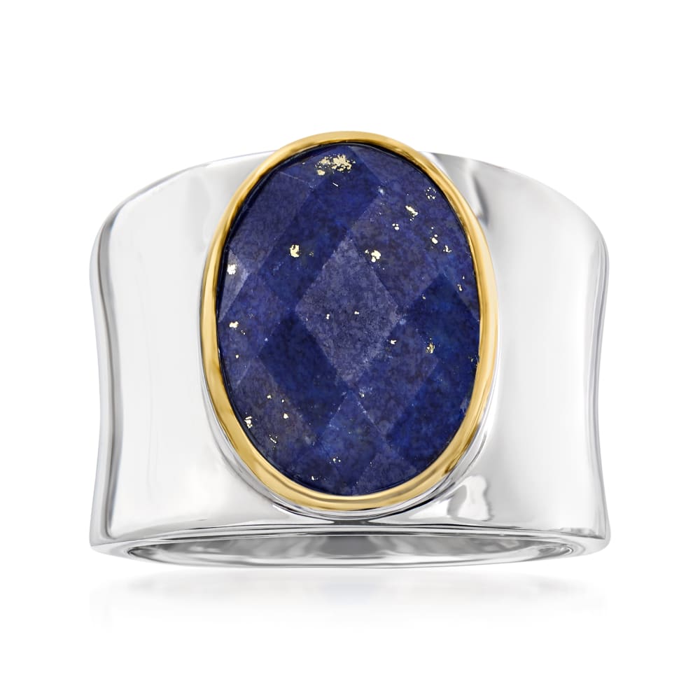 Lapis Ring in Sterling Silver with 14kt Yellow Gold | Ross-Simons
