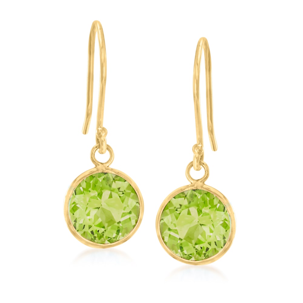 4.00 ct. t.w. Peridot Drop Earrings in 14kt Yellow Gold
