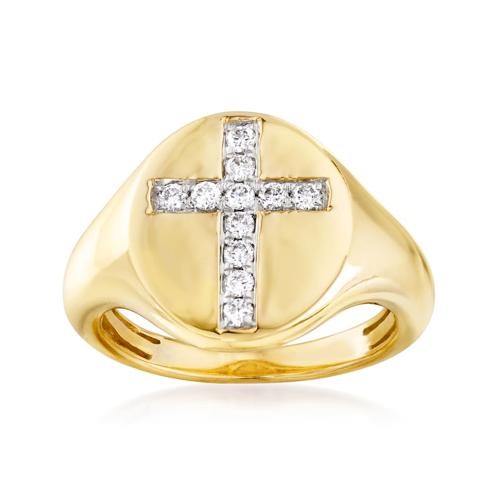 15 ct. t.w. Diamond Cross Pinky Ring in 14kt Yellow Gold Ross