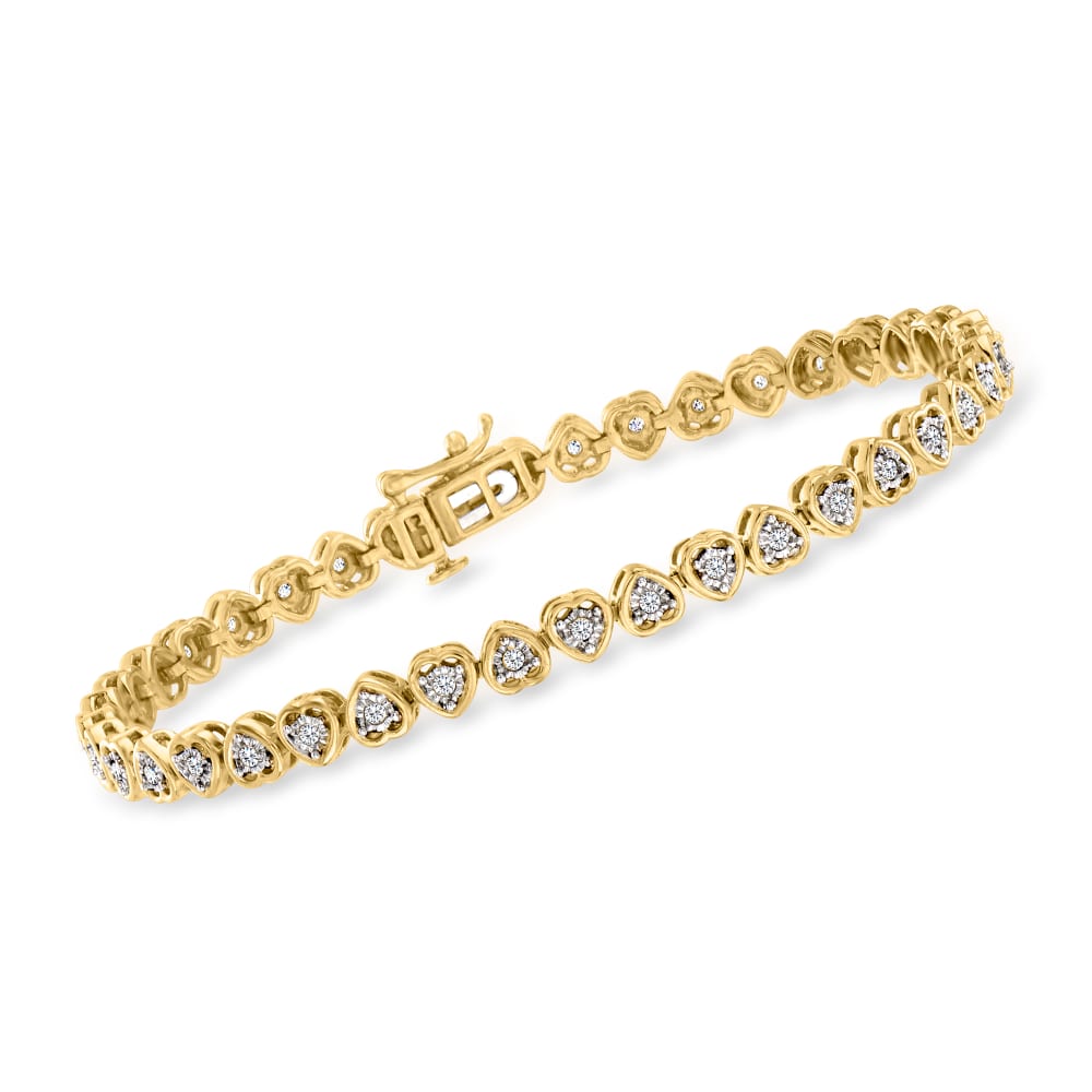 50 ct. t.w. Diamond Heart Tennis Bracelet in 18kt Gold Over