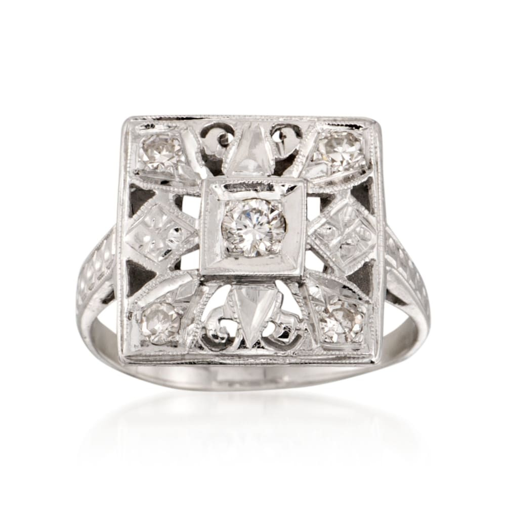 C. 1950 Vintage .25 ct. t.w. Diamond Square Top Ring in 14kt White