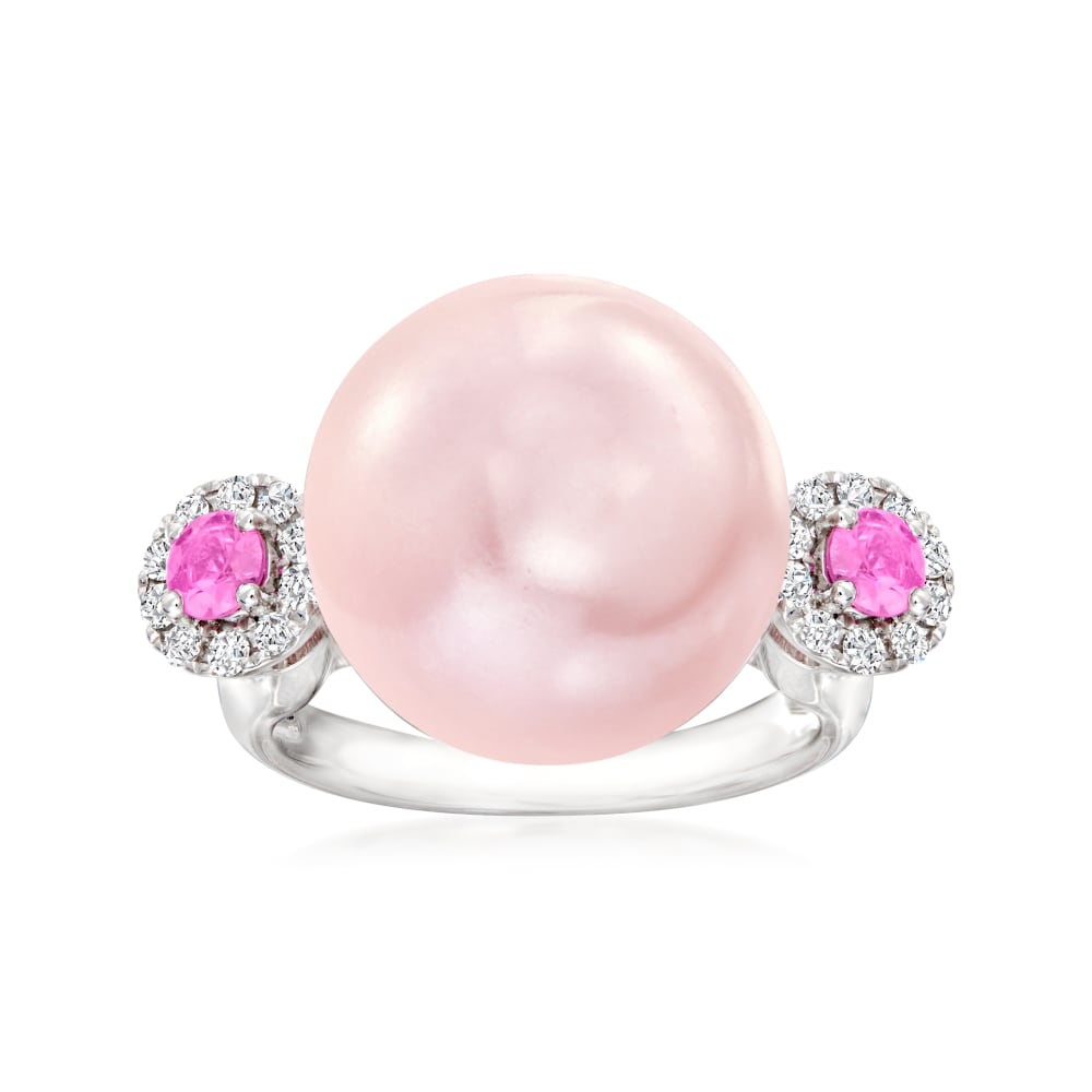 Pink pearl rings with diamonds deals