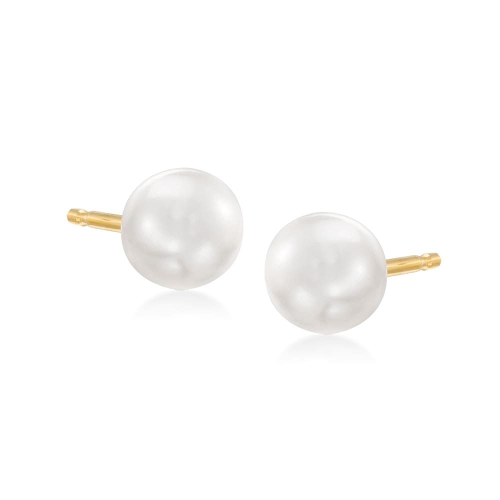 8.5-9mm White and Pink Cultured Pearl Drop Earrings in 14kt Yellow