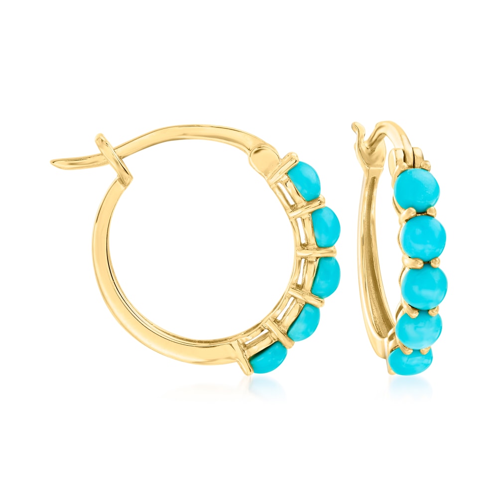 Gold and turquoise hoop best sale earrings