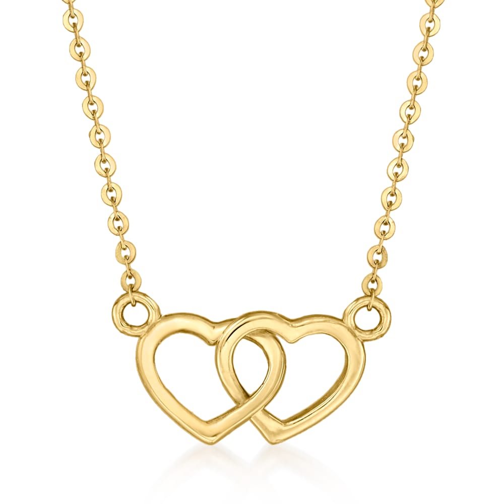 Buy Interlocking Hearts Necklace, Gold Two Hearts Necklace, Gold Double  Heart Necklace, Gold Entwined Hearts, Gold Dainty Double Hearts Necklace  Online in India - Etsy