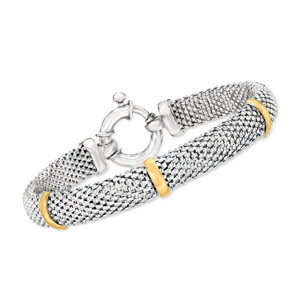 Sterling Silver and 14kt Yellow Gold Popcorn-Chain Bracelet | Ross