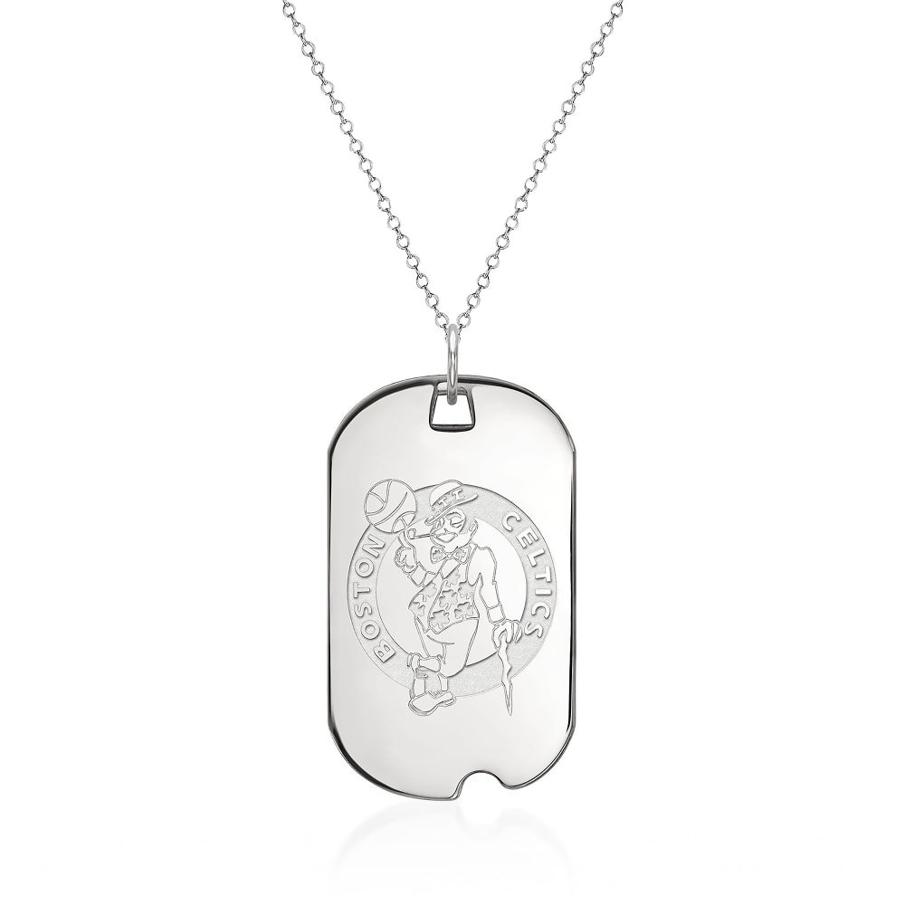Sterling Silver NBA Boston Celtics Dog Tag Necklace Ross Simons