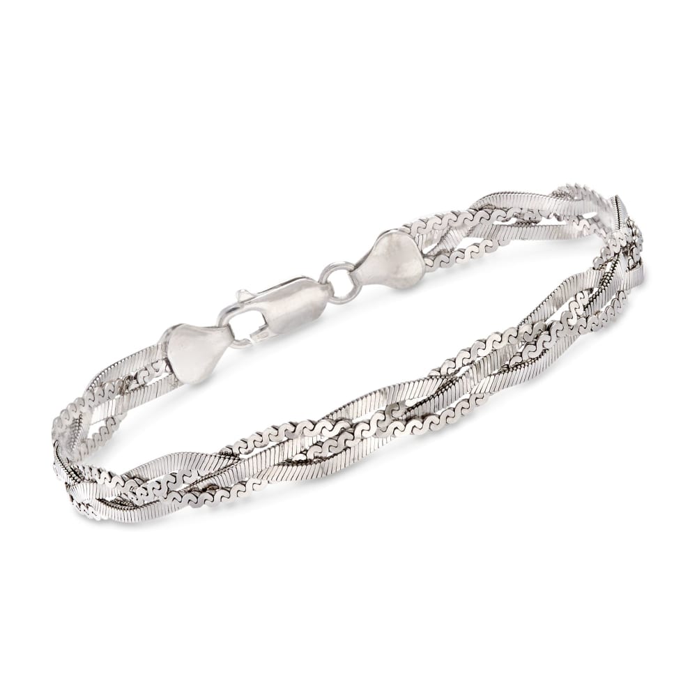Stunning Sterling Silver Wide Braided Twist Rope Bracelet. Wholesale -  925Express