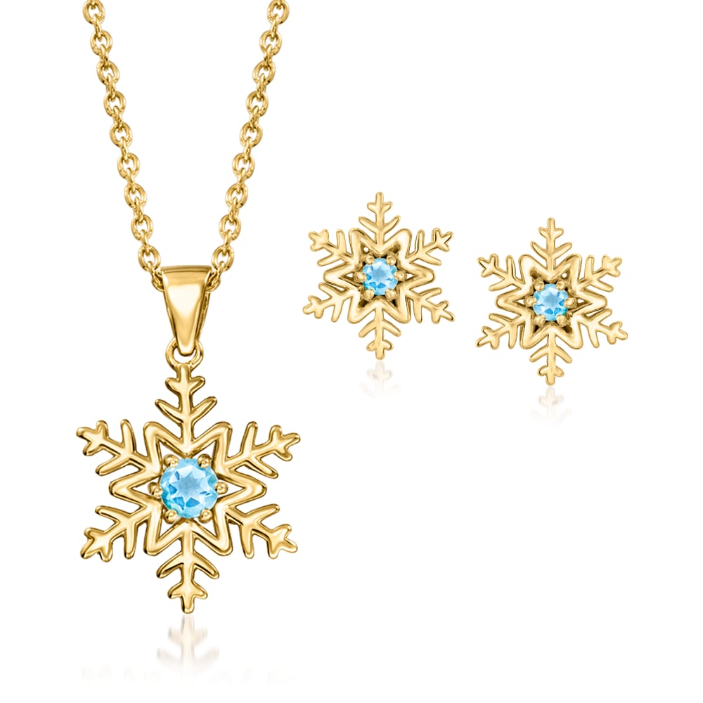 .40 ct. t.w. Swiss Blue Topaz Snowflake Jewelry Set: Pendant