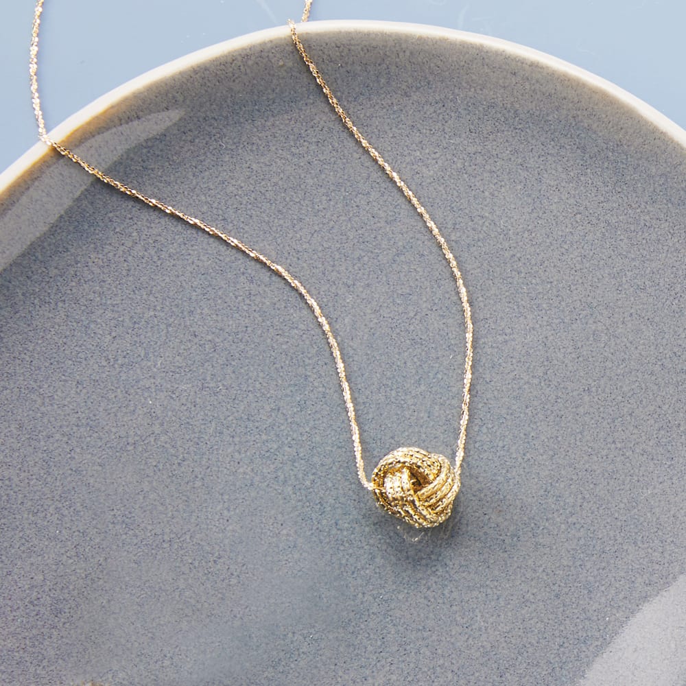 Italian 14kt Yellow Gold Textured Love Knot Pendant Necklace Ross Simons