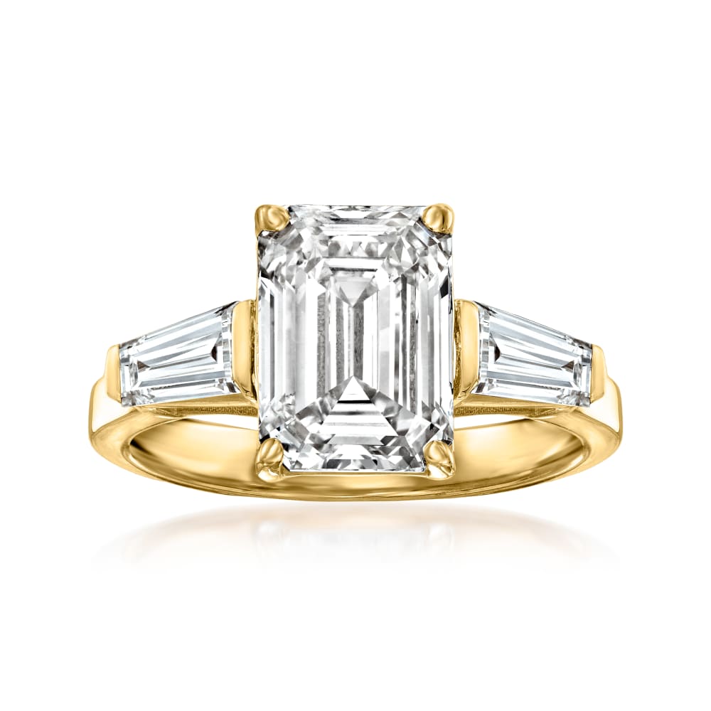 3.50 ct. t.w. Lab-Grown Diamond Three-Stone Ring in 14kt Yellow Gold ...