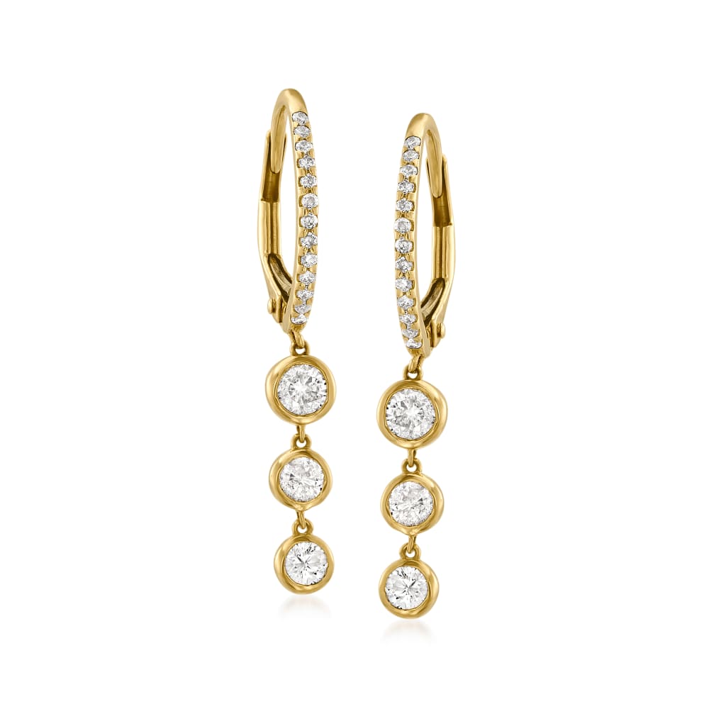 Diamond Hoop Earrings 1-1/2 ct tw Round-cut 14K Yellow Gold