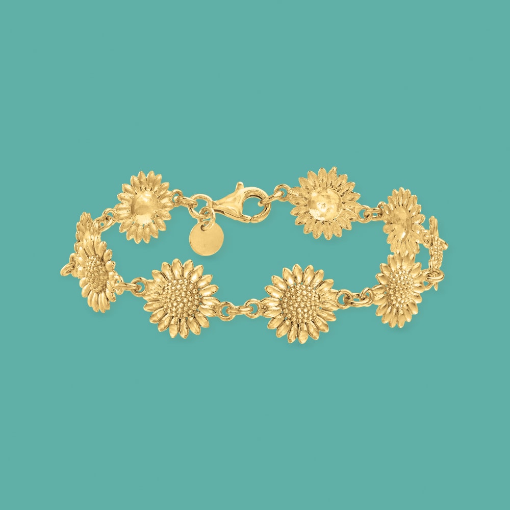 Italian 18kt Gold Over Sterling Sunflower Bracelet | Ross-Simons