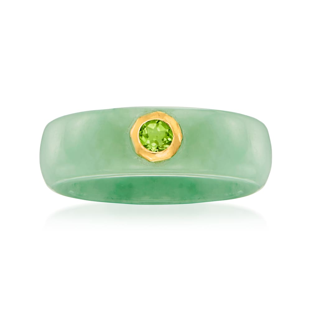 Jade and .30 Carat Peridot Ring with 14kt Yellow Gold | Ross-Simons
