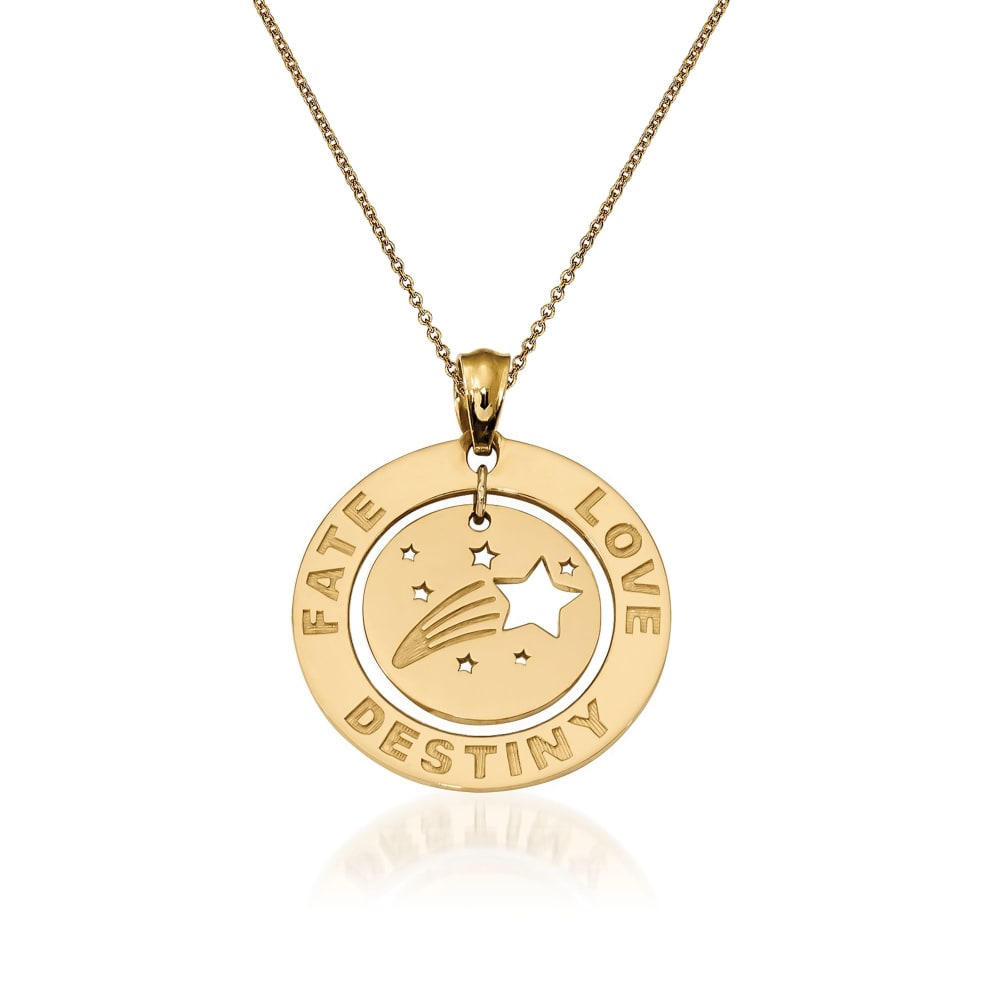 14kt Yellow Gold Shooting Star Pendant Necklace. 18