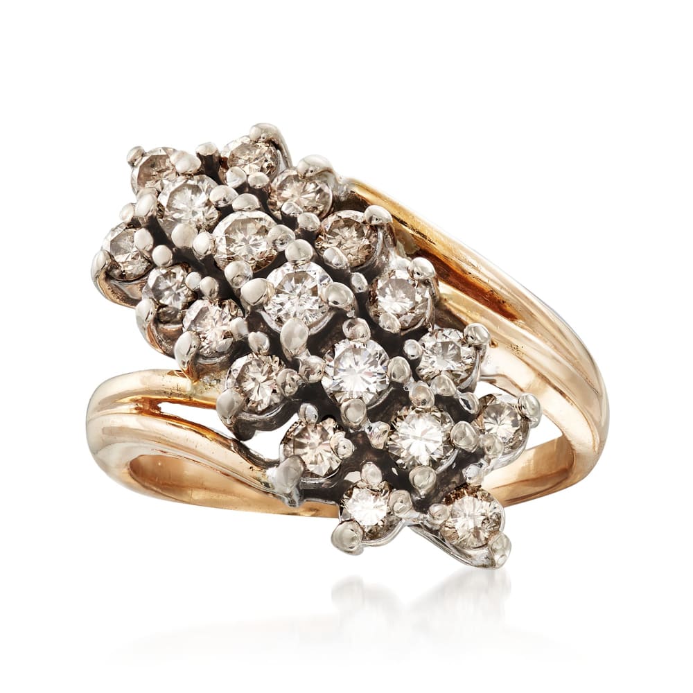 C. 1990 Vintage 1.35 ct. t.w. Diamond Waterfall Cluster Ring in 14kt