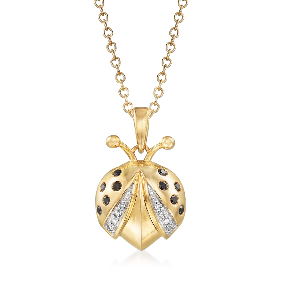 10 ct. t.w. Black and White Diamond Ladybug Pendant Necklace in