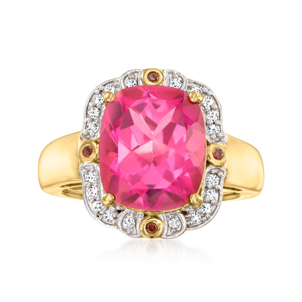 Color Merchants 14k Yellow Gold Oval Pink Topaz And Diamond Ring RM2620X-PT  - Royal Fine Jewelers