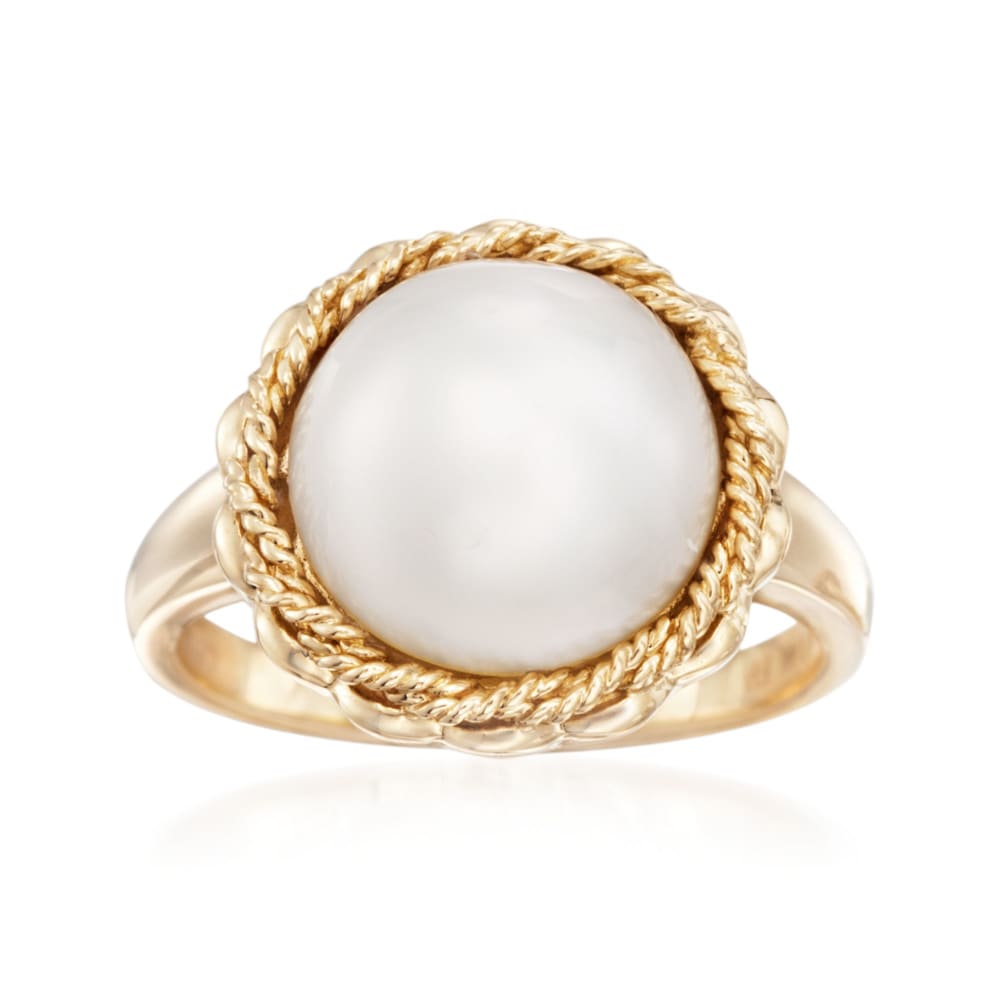11.5 12mm Cultured Mabe Pearl Ring in 14kt Yellow Gold Ross