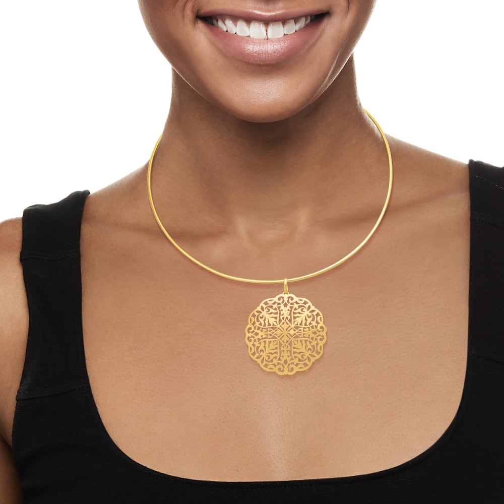 Italian 14kt Yellow Gold Filigree Medallion Pendant Ross Simons