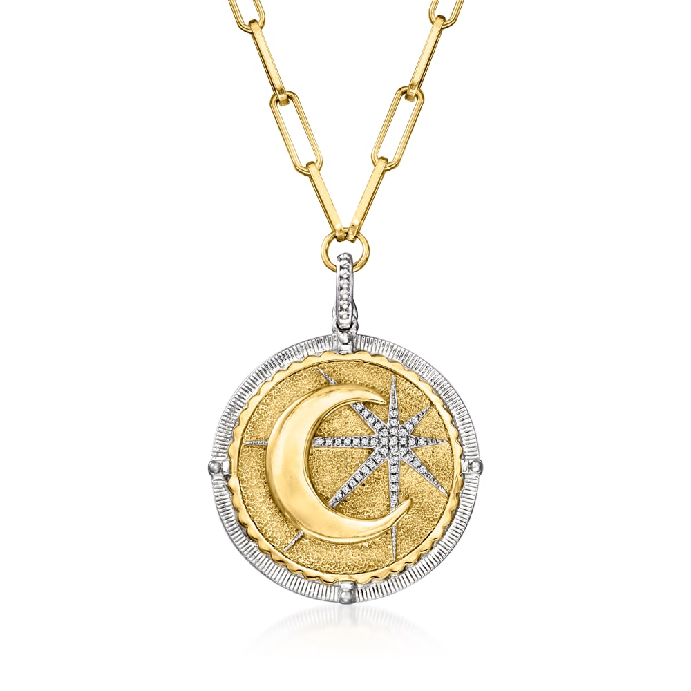 Stainless Steel Gold Sun Moon Small Round Disc Pendant Necklace – The  Colourful Aura