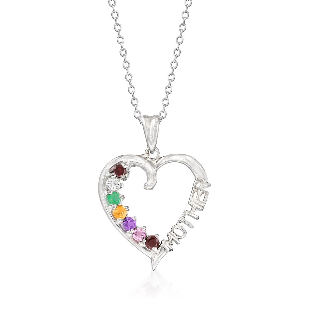 Kids Names Birthstones Mother Necklace Heart - Groovy Girl Gifts