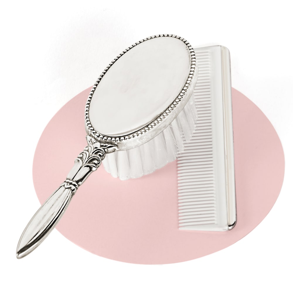 Silver brush and comb cheap set for baby girl